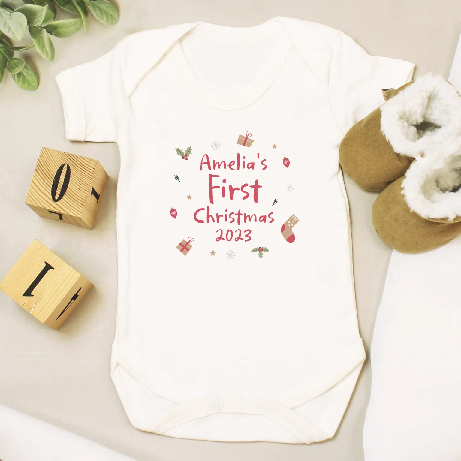 Personalised First Christmas Baby Vest - main product image