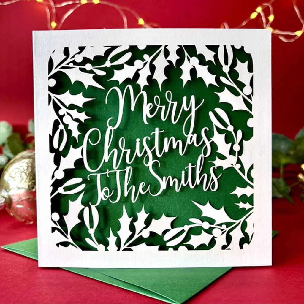 Personalised Holly Christmas Card - main product image