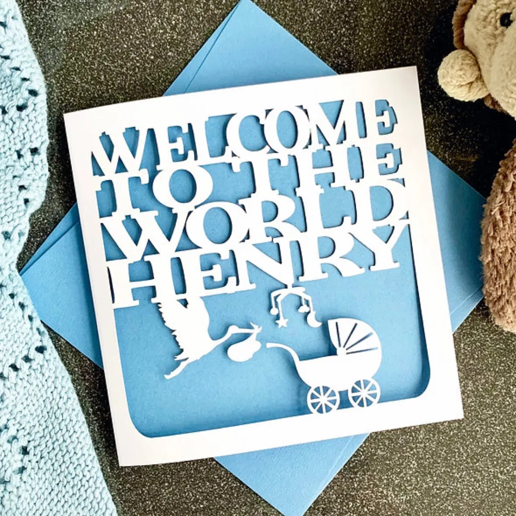 Personalised New Baby Stork Card - main product image