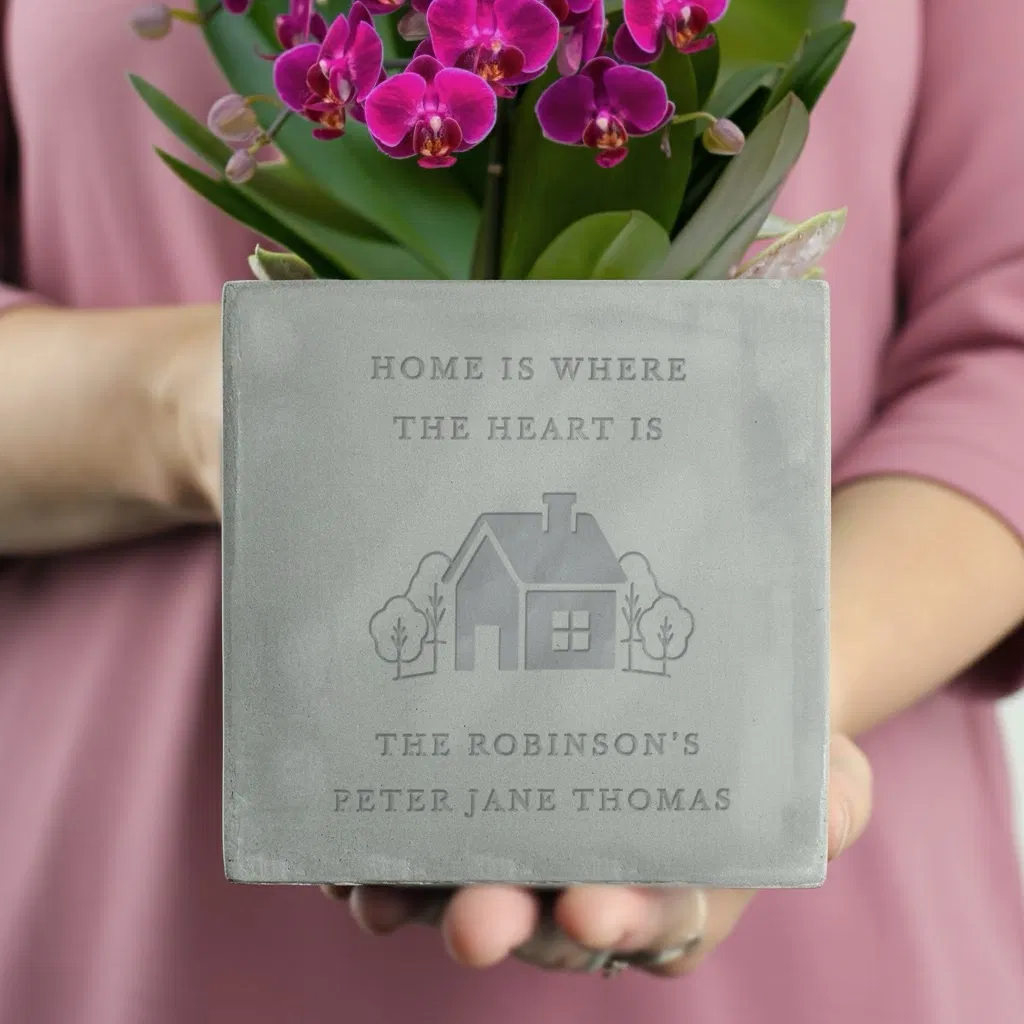 Personalised New Home Concrete Plant Pot - main product image