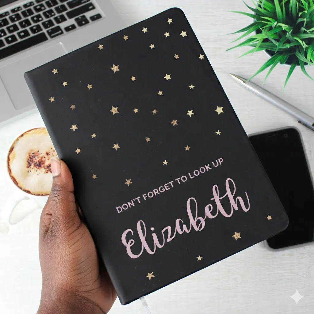 Personalised Starry Hardback Notebook - main product image