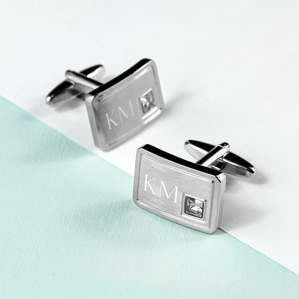 Personalised 15th Anniversary Crystal Cufflinks - main product image