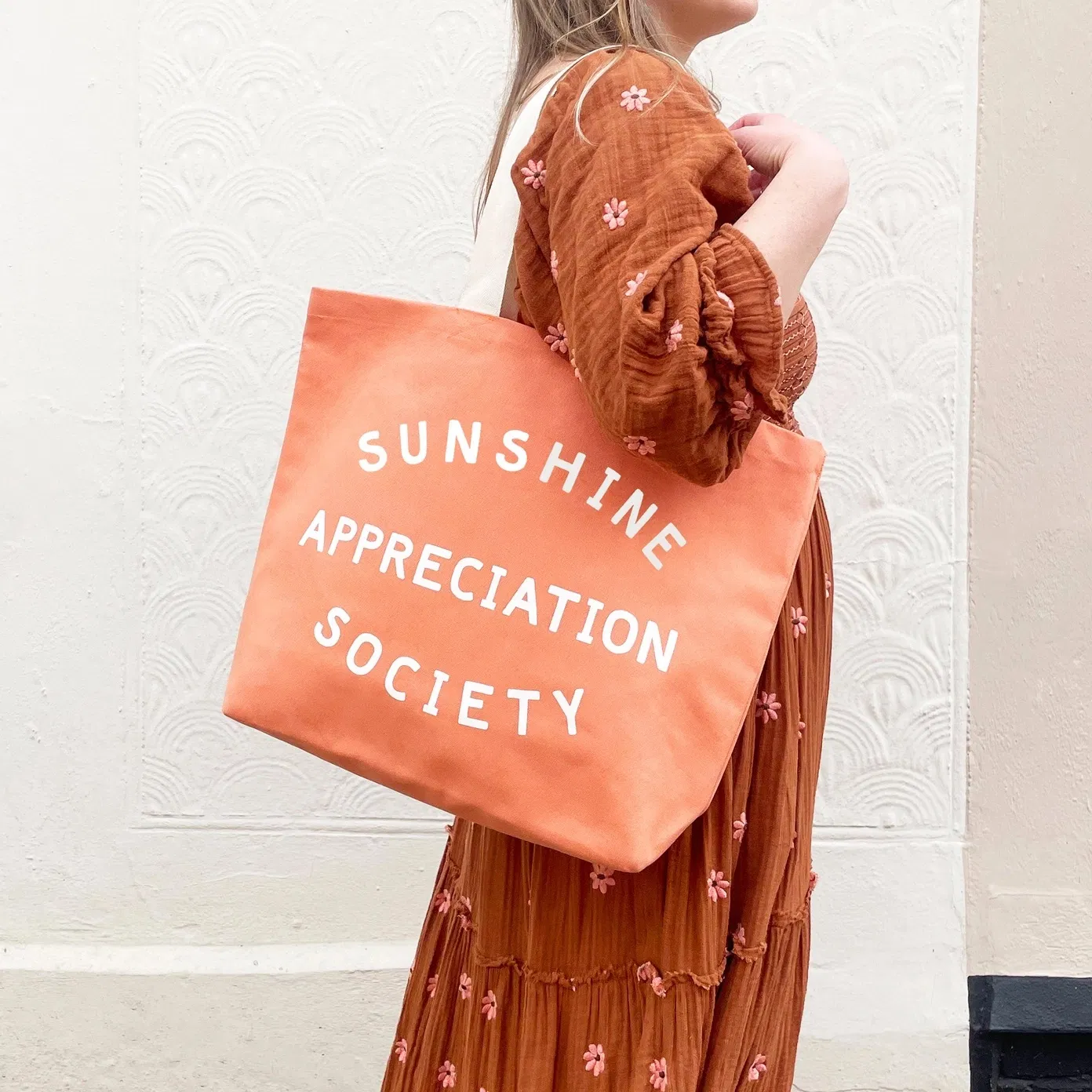 Sunshine Appreciation Society Canvas Tote Bag | Peach - Main Image