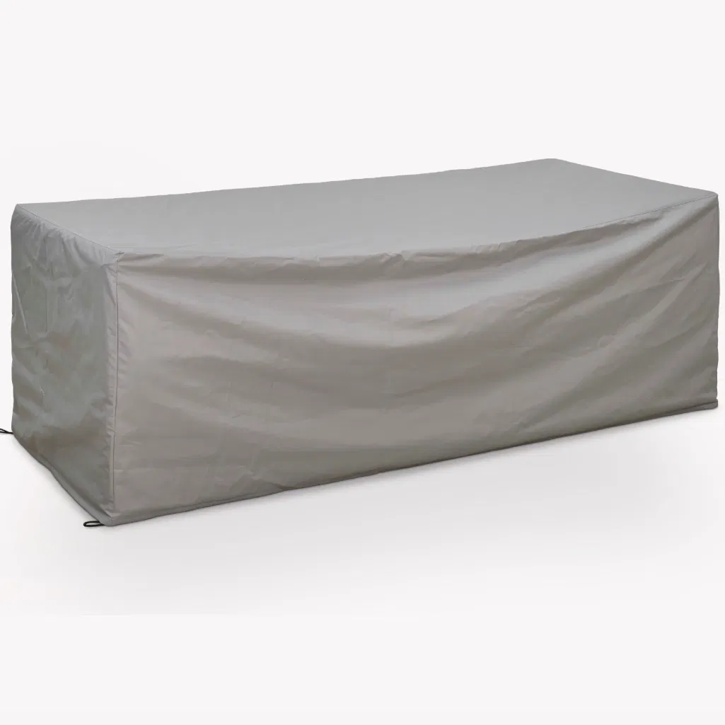 Waterproof 3-seater sofa cover in grey for outdoor furniture.