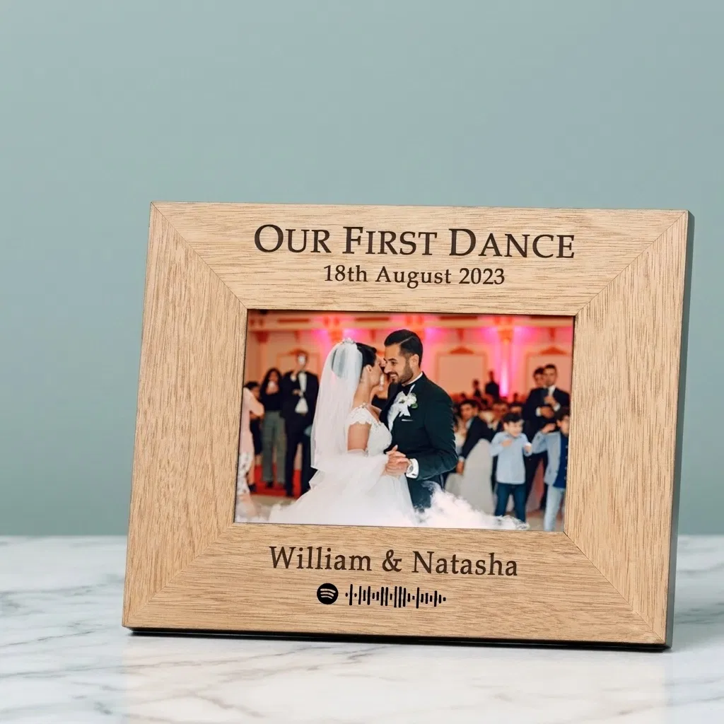 Personalised 'Our First Dance' Photo Frame with Scannable Spotify Code - Main Image