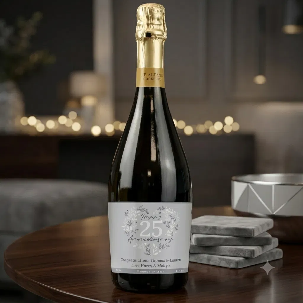 Personalised 25th Silver Wedding Anniversary Prosecco - Main Image